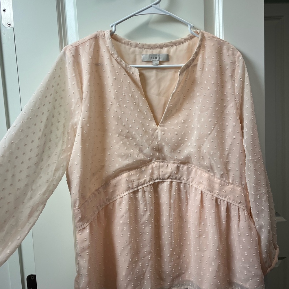 LOFT Women's Blush Pink Textured Blouse